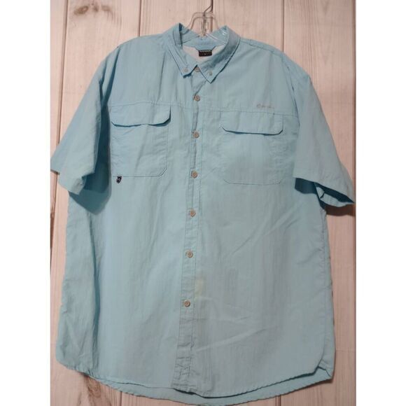 Naviskin Shirt Men's Large Blue Button Front Water Resistant Short Sleeve‎ - Picture 1 of 7